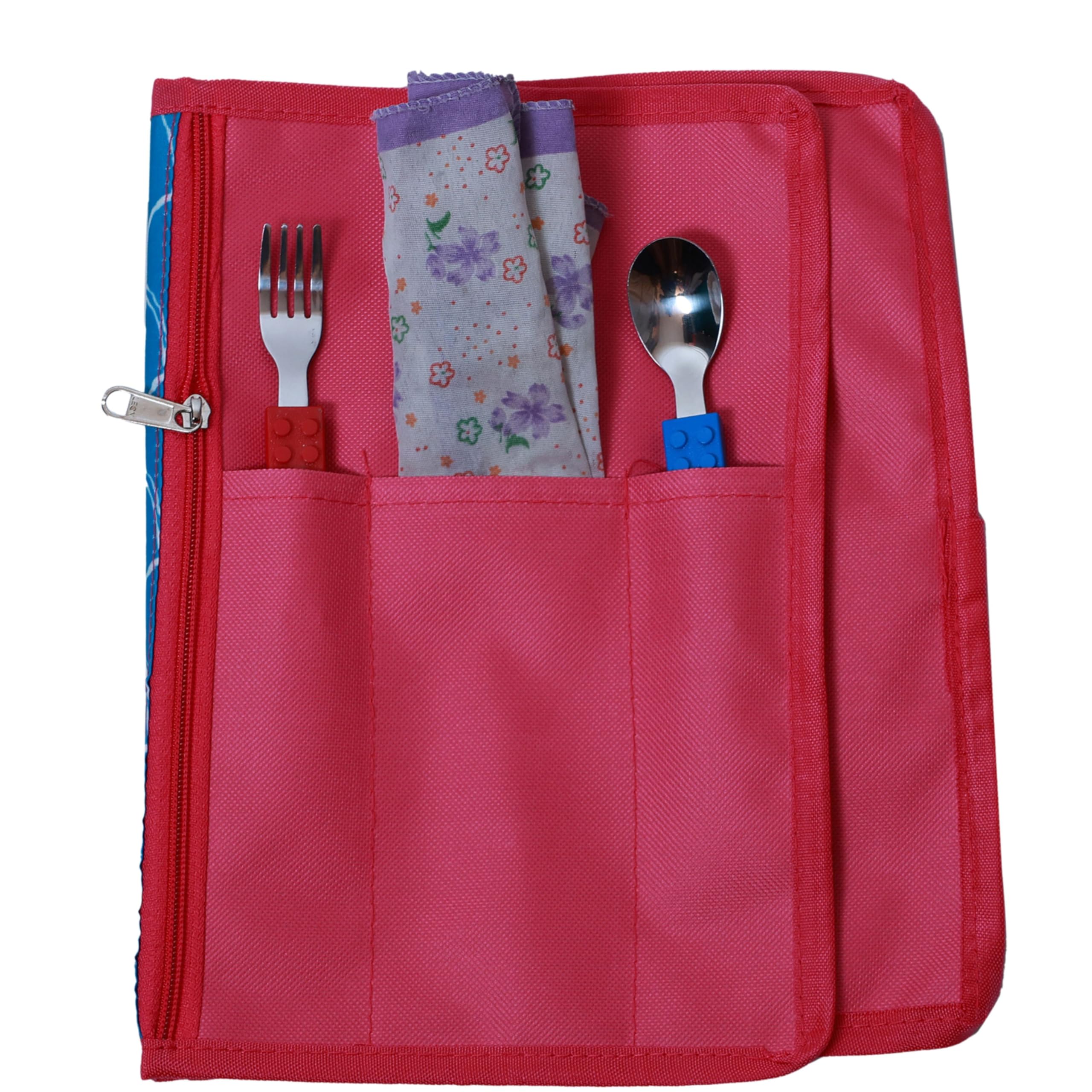 Mermaid  Printed Roll-Up Place mat for Kids – Roll able Nylon Dinner Mat with Cutlery Pockets