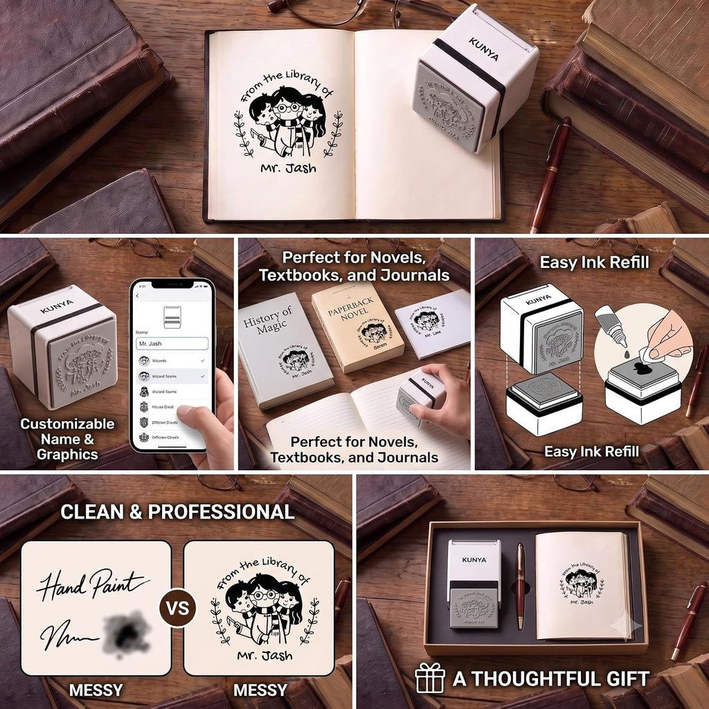 Personalised Wizard Team Wooden Book Stamp