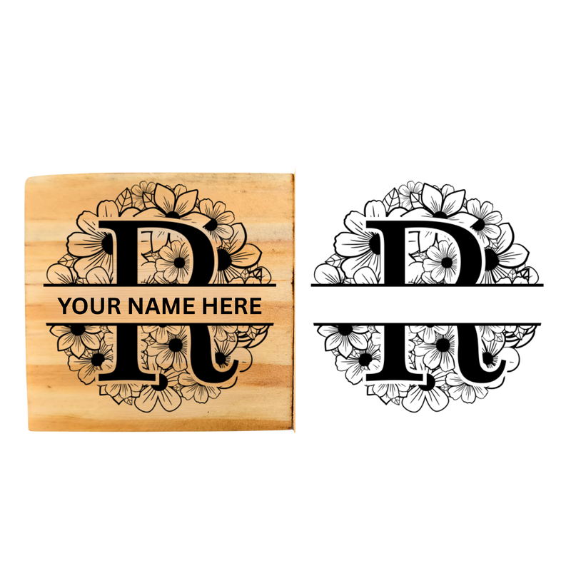 Personalised R Initial Wooden Book Stamp – 3.5 cm