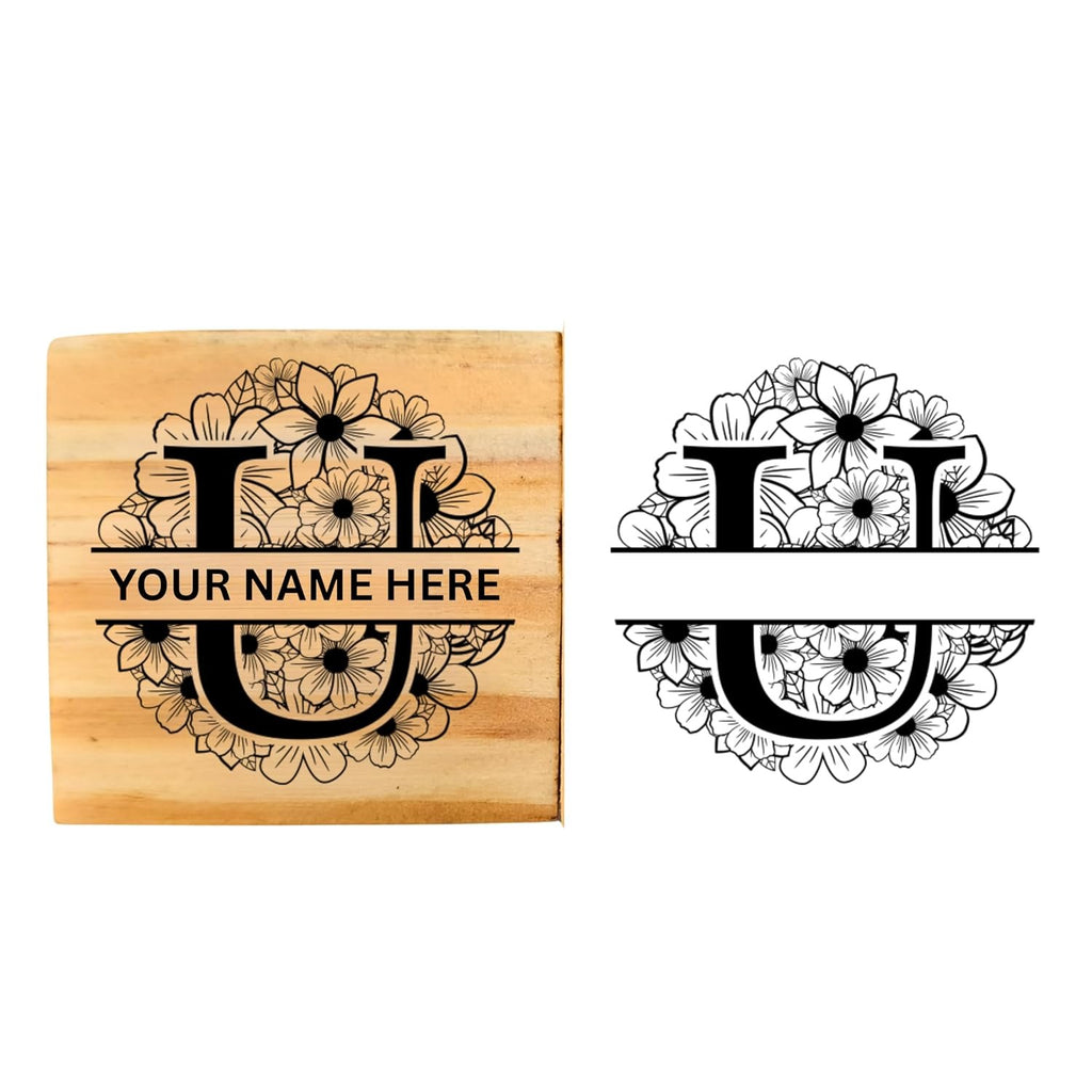 Personalised U INITIAL STAMP Wooden Book Stamp