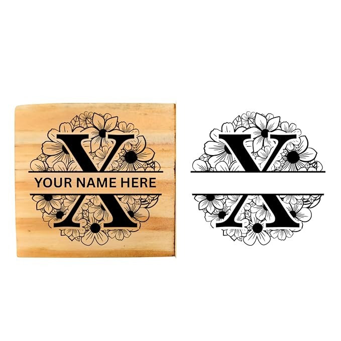 Personalised W INITIAL STAMP Wooden Book Stamp