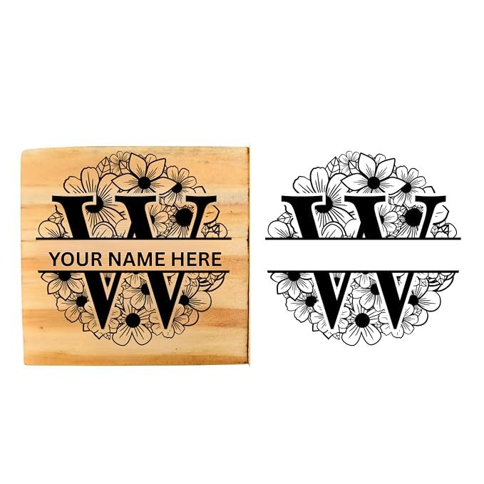 Personalised W INITIAL STAMP Wooden Book Stamp