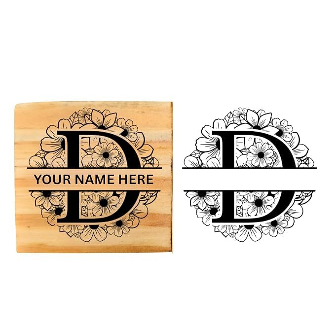 Personalised D INITIAL STAMP Wooden Book Stamp