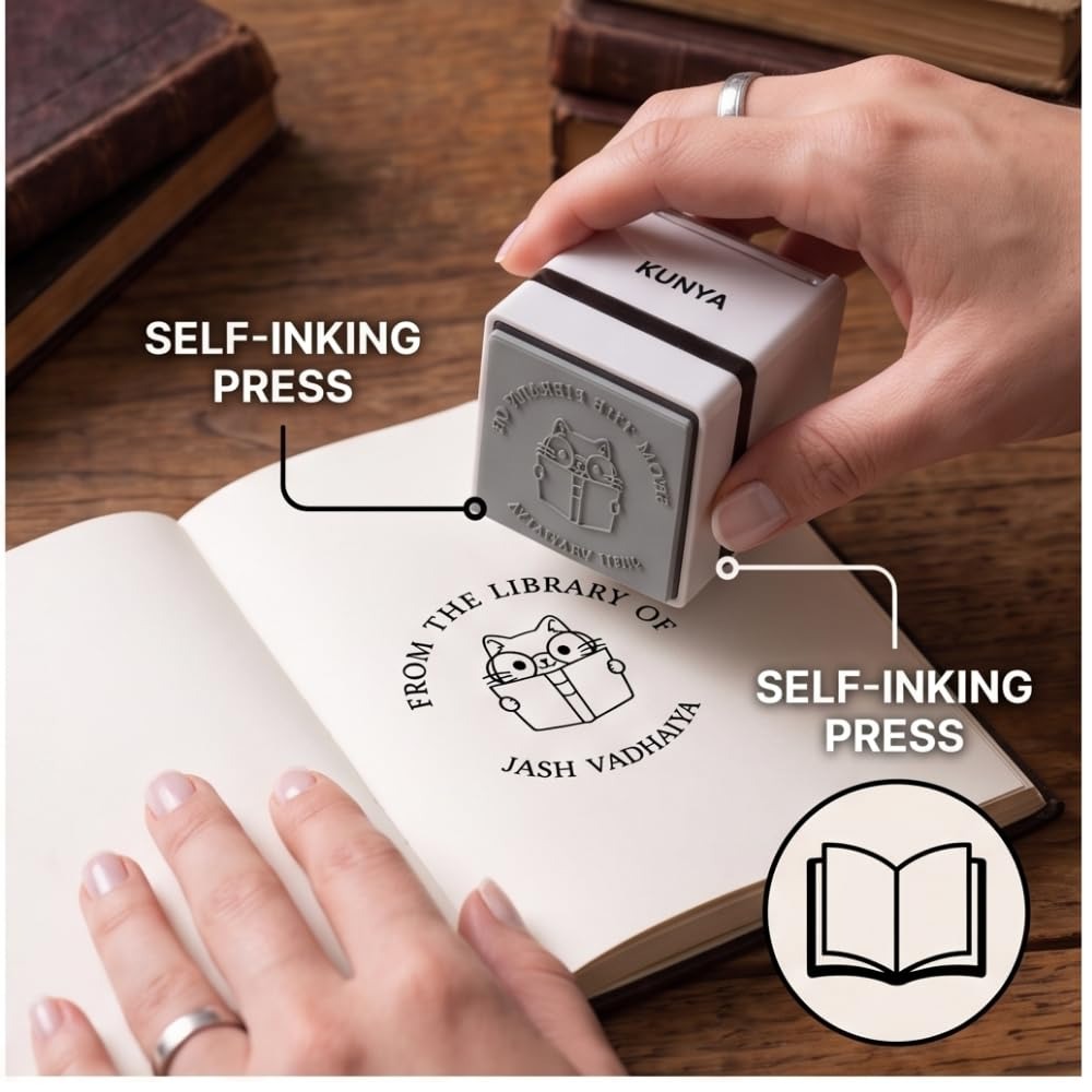 Personalised Smart Cat Self-Inking Book Stamp