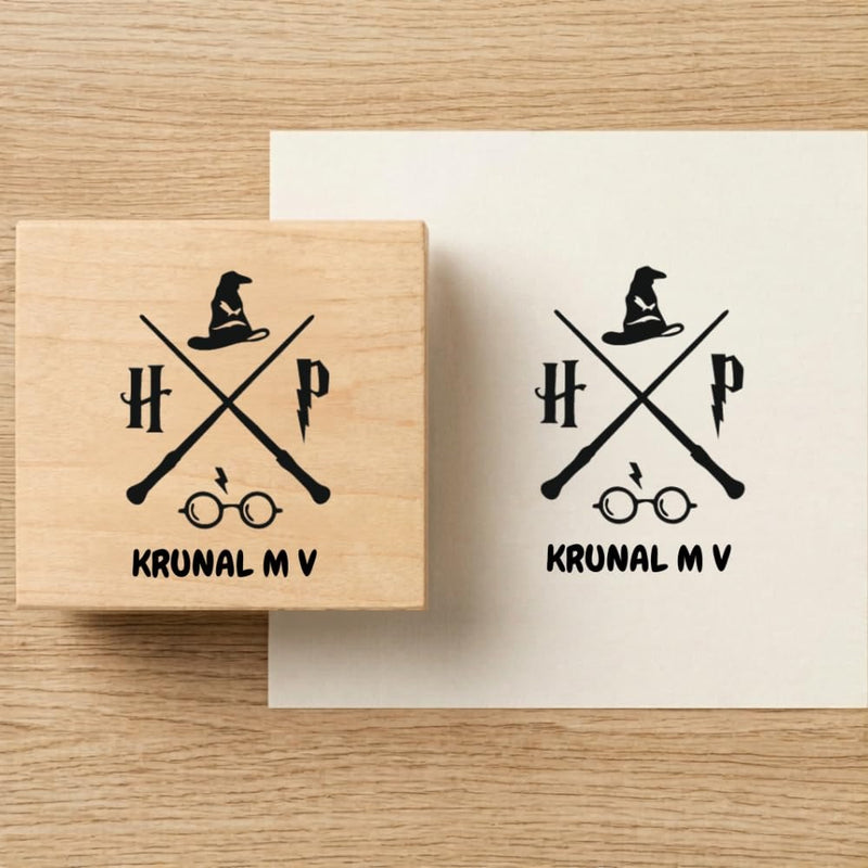 Personalised Wizarding Seal Wooden Book Stamp – 3.5 cm