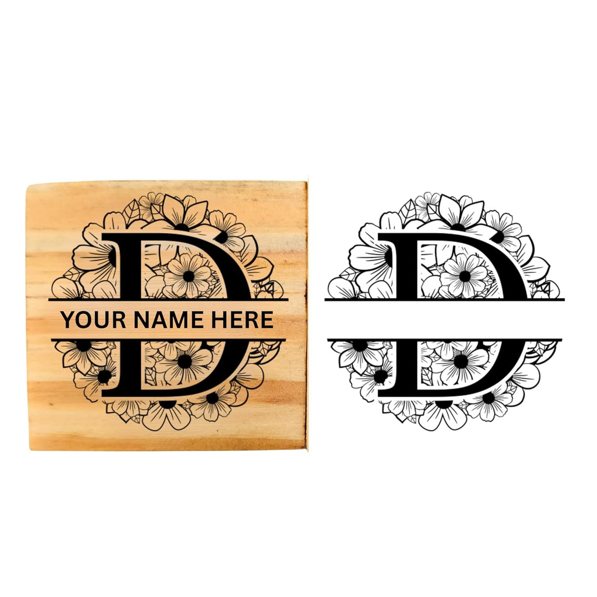 Personalised D INITIAL STAMP Wooden Book Stamp